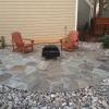 Natural stone patio with fire pit