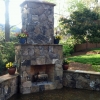Stone outdoor fireplace