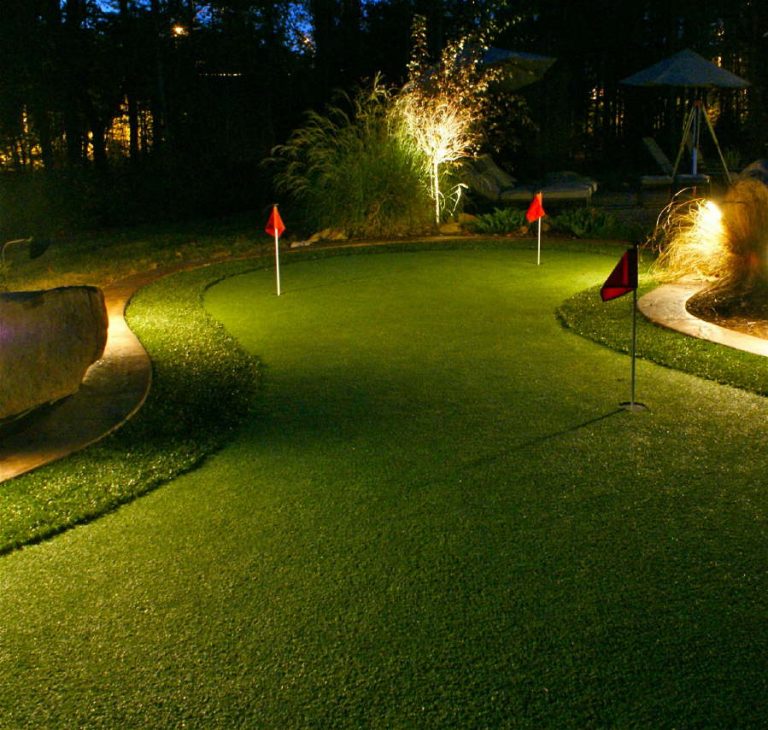 Putting Green With Accent Lighting Outdoor Contracting Charlotte