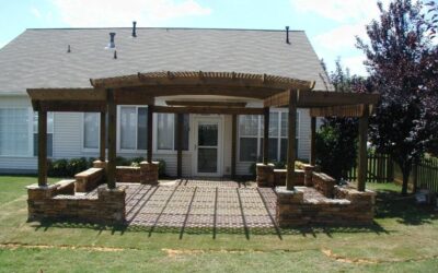 Custom built pergola with curved girders