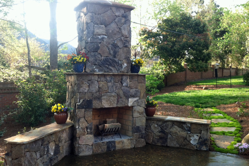 Outdoor Fireplaces and Kitchens make backyards fun, functional and beautiful. 