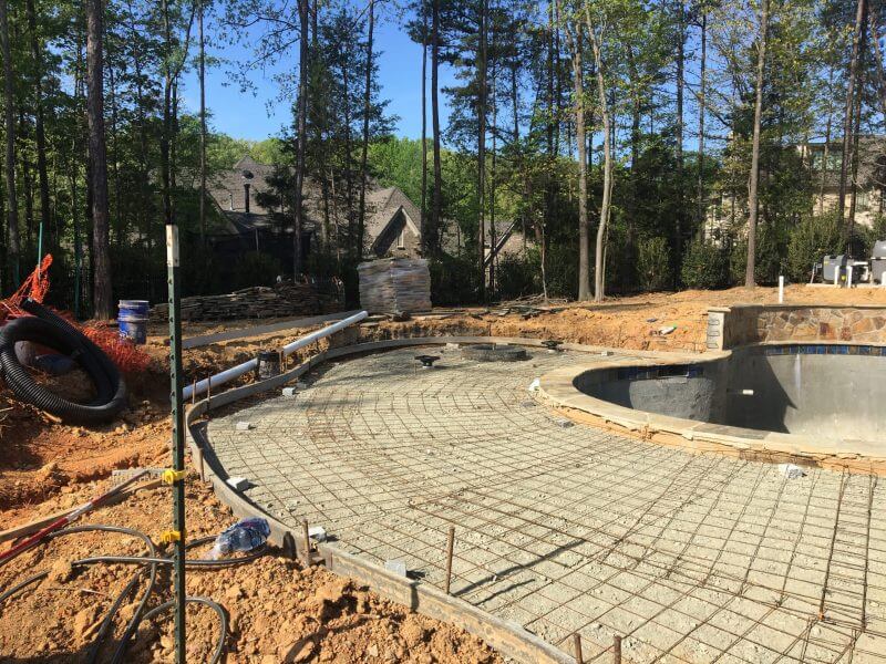 Stabilized, engineered pool deck installation, luxury pool deck build