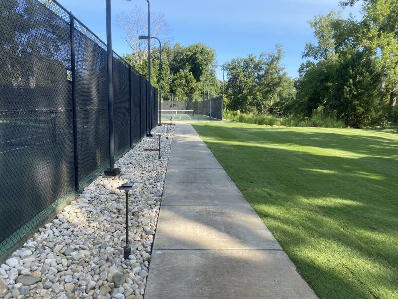 Sports complex court, drainage, security lighting, walkway lighting, landscaping installation and completion