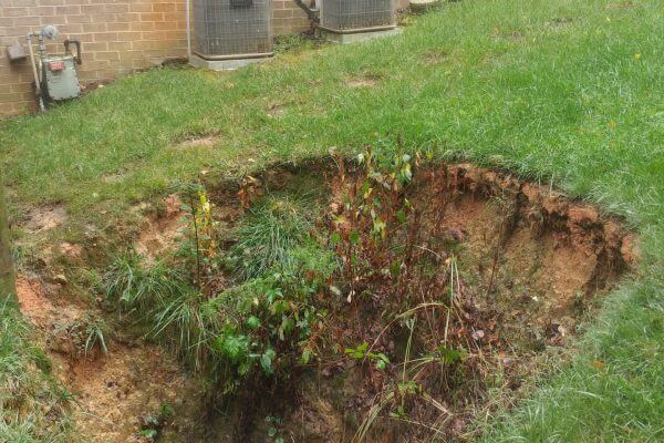 what a sinkhole hole appears to look like prior to repair