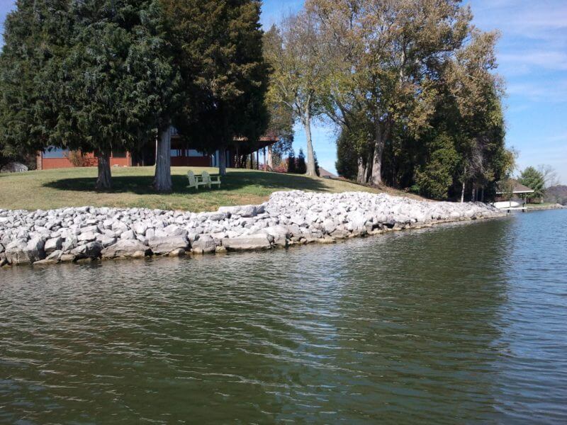 certified SCM (Stormwater Management) and Stream Bank Stabilization along a lakefront property, erosion control